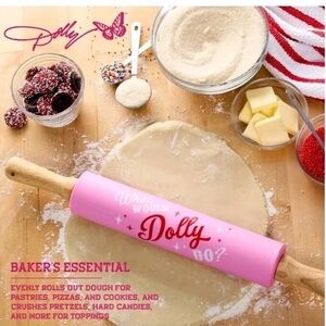 Dolly Parton Pink Silicone Butterfly What Would Dolly Do Rolling Pin 16.75" New